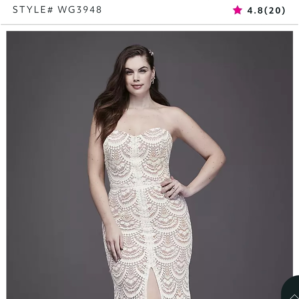 Strapless Lace Column Wedding Dress in Ivory